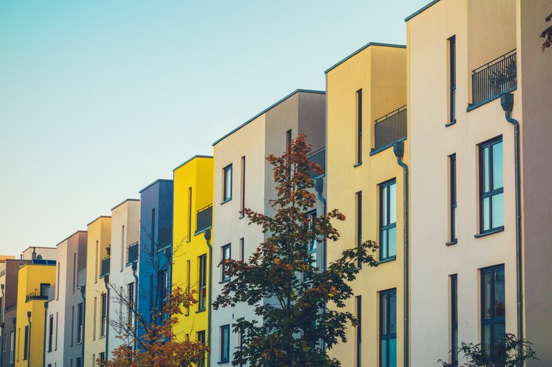 Departamentos de colores en la ciudad de Puebla